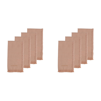 2x 4pc Ecology Cotton Fray Dinning Table Napkins 45cm Blush