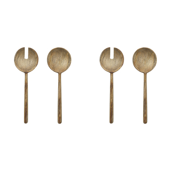 2x 2pc Ecology Mango Wood Rustic Drift Salad Servers 28cm