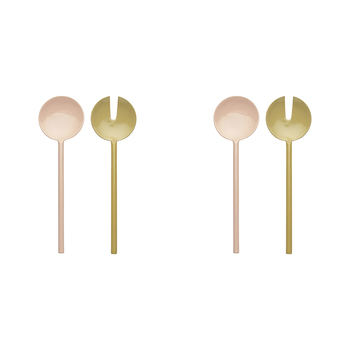 2x 2pc Ecology Stainless Steel/Enamel Apostle Salad Servers 26cm Blush & Ochre