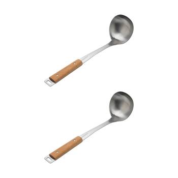 2PK Ecology Provisions Acacia Soup Ladle Stainless Steel Natural