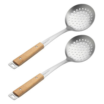 2PK Ecology Provisions Acacia Cooking Stainless Steel Skimmer