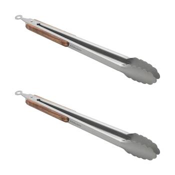 2PK Ecology Provisions Tongs Acacia/Stainless Steel 36cm Natural