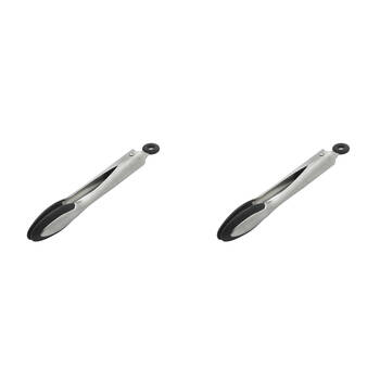 2PK Ecology Provisions Silicone Edge Food Grilling Tongs 22cm