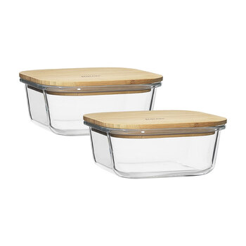 2x Ecology Nourish 13.5cm Square Clear Glass Storage Container w/ Lid
