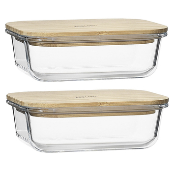 2PK Ecology Norish 17x12.5cm Rectangle Storage Container w/ Bamboo Lid - Clear