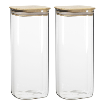 2PK Ecology Glass 1.9L/25.5cm Pantry Square Canister w/ Bamboo Lid