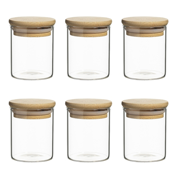6pc Ecology Pantry 7.5cm Round Spice Jar Set w/ Bamboo Lid