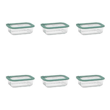 6PK Ecology Store Rectangle Glass Food Container 640ml - Eucalyptus