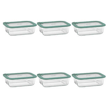 6PK Ecology Store Rectangle Glass Food Container 1050ml - Eucalyptus