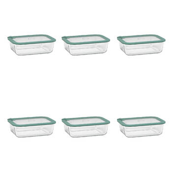 6PK Ecology Store Rectangle Glass Food Container 1520ml - Eucalyptus