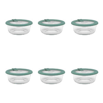 6PK Ecology Store Round Glass Food Container 400ml - Eucalyptus