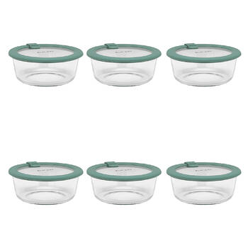 6PK Ecology Store Round Glass Food Container 650ml - Eucalyptus