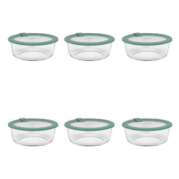 6PK Ecology Store Round Glass Food Container 950ml - Eucalyptus