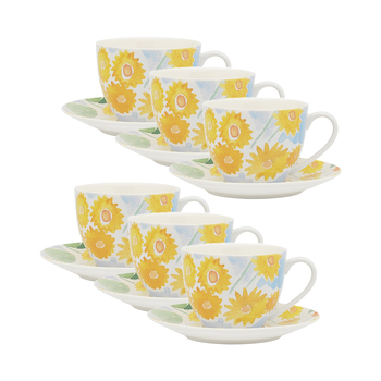 6PK Ecology Goldfields New Fine China Tea/Coffee Drinking Cup & Saucer 240ml
