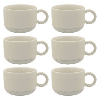 6PK Ecology Stoneware Kitchenware Hull Drinking Mug Cup 370ml/14cm Ecru