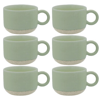 6PK Ecology Stoneware Kitchenware Hull Drinking Mug Cup 370ml/14cm Seagreen