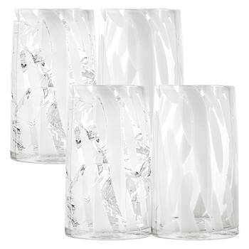 4pc Ecology Camille Hi Ball Soda Lime Glass Tumblers Drinking Cups 420ml White