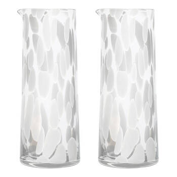 2PK Ecology Camille Soda Lime Glass Carafe Drink Decanter Jug 1.3L White