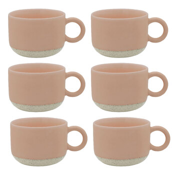 6PK Ecology Stoneware Kitchenware Hull Drinking Mug Cup 370ml/14cm Blush