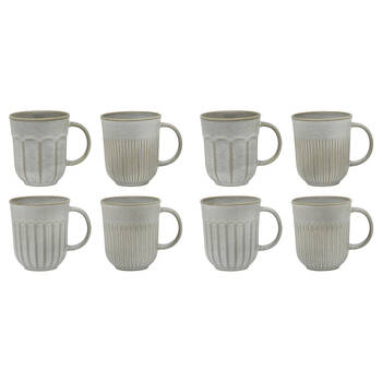 8pc Ecology 330ml Stoneware Chapel Mugs 12.5x10.5cm - Grey