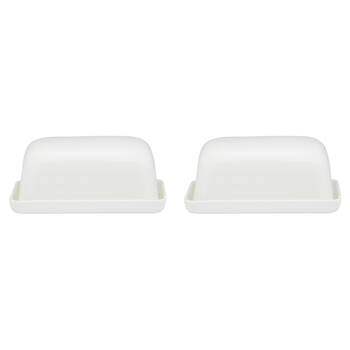 2PK Ecology Fine Bone China Canvas Butter Dish w/ Tray - White