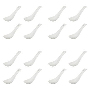 16pc Ecology Fine Bone China Canvas Soup Spoons - White