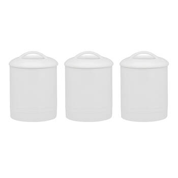 3pc Ecology Signature Porcelain Kitchen Round Canisters