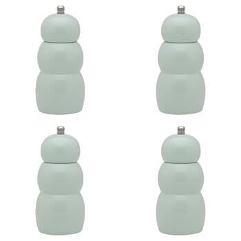 4PK Ecology High Gloss Rubber Wood Salt and Pepper/Herb Pod Grinder 15.5cm Mist