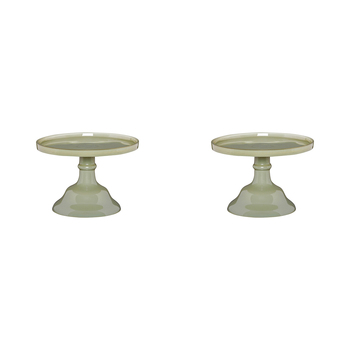 2PK Ecology Glass Torte Cake Stand Dessert Display 19x13cm Sage Green