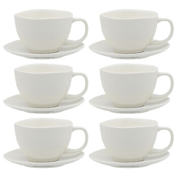 6PK Ecology Elegant Kitchenware Porcelain Haven Teacup & Saucer 270ml