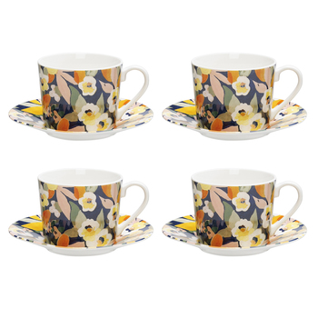 4PK Ecology Impatiens New Fine China Floral Cup & Saucer 220ml