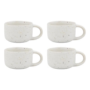 4pc Ecology Domus 110ml/10cm Stoneware Espresso Cup w/ Handle - Ecru