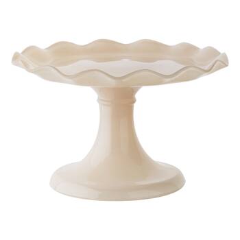 Ecology Soda Lime Glass Ruffle Fluted Edged Cake Stand 20 x 12.5cm Pink Salt