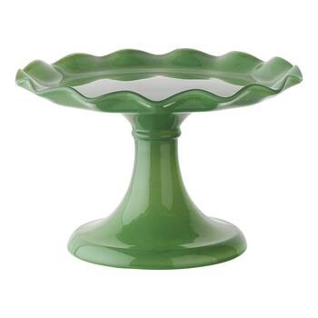 Ecology Soda Lime Glass Ruffle Fluted Edged Cake Stand 20 x 12.5cm Meadow