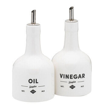 2pc Ecology Staples Foundry 300ml Oil & Vinegar Container Set - White