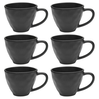 6PK Ecology Speckle Ebony 380ml Stoneware Mug w/ Handle Round - Black