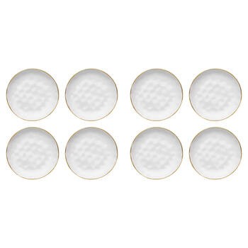 8pc Ecology Speckle Stoneware Cake Plate Tableware - Milk/Gold