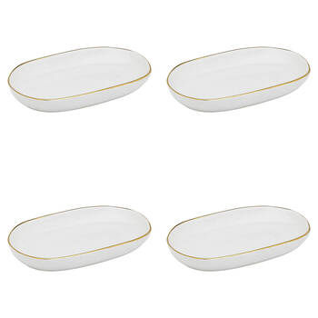 4PK Ecology Speckle Stoneware Small Shallow Bowl 22x16.5cm - Milk/Gold