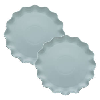2PK Ecology High Gloss Glaze Porcelain Ruffle Round Platter 28cm Midday