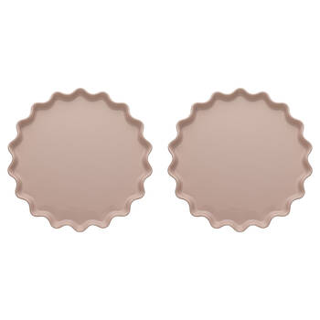 2PK Ecology High Gloss Glaze Porcelain Ruffle Round Platter 32cm Pink Salt