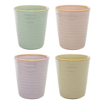 4pc Ecology Stoneware Ottawa Latte Cup 250ml Midday, Ginko, Pink Salt, Iris