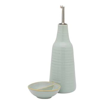 2pc Ecology Glaze Stoneware Ottawa Oil Bottle & Salt Dish Set 450ml/10cm Midday