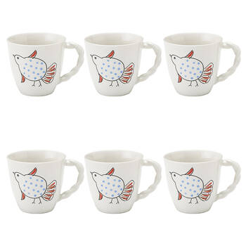 6PK Ecology Joie Gloss Glazed Stoneware Drinking Cup Mug 300ml Partridge