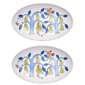 2PK Ecology Stoneware w/ Gloss Glaze Joie Oval Platter 26x16cm Multi-Coloured