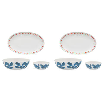 2x 2pc Ecology Stoneware w/ Gloss Glaze Joie Dip Bowls With Tray 10/14cm/19.5cm