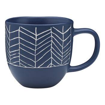 Ecology Dwell Herringbone Glazed Drinking Mug 340ml Blue