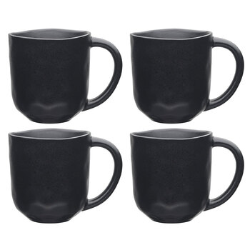 4PK Ecology Speckle Ebony 410ml Stoneware Straight Mug w/ Handle Round - Black