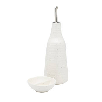 Ecology Ottawa Stoneware Oil Bottle & Salt Dish 450ml - Calico
