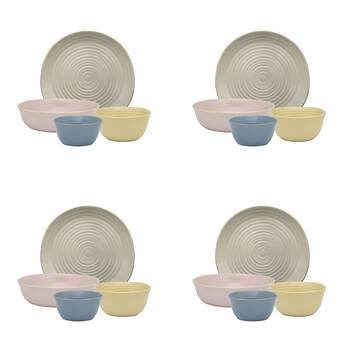 4x 4pc Ecology Ottawa Stoneware Dinner Set Plate/Bowl Tableware