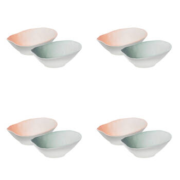 4x 2pc Ecology Reactive Glaze Porcelain Oyster Dip Bowls 10cm Pink Salt, Meadow